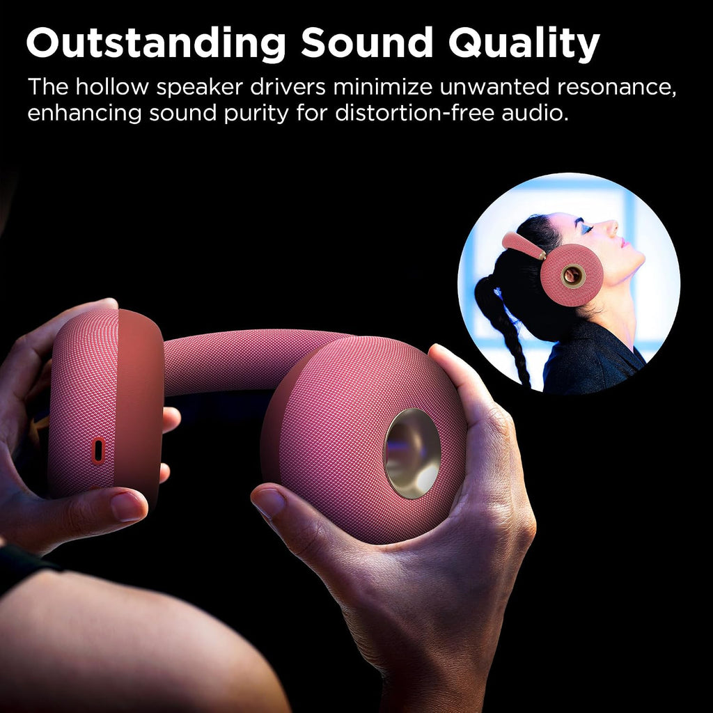 BUGANI AirCore Open-Ear Wireless Headphones: Bluetooth 5.3 Over-Ear Headset with Removable Noise-Canceling Ear Caps, Dual-Driver HiFi Sound, 27H Battery Life Comfortable Fit, Type-C Fast Charging