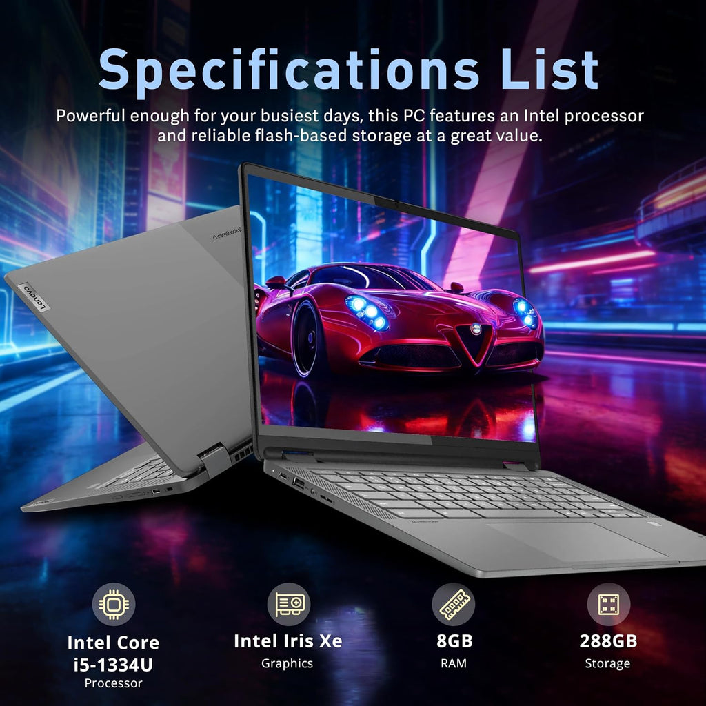 Lenovo IdeaPad Flex 5i 14' WUXGA 2-in-1 Touchscreen Chromebook, Intel i5-1334U, 8GB RAM, 288GB Storage(128GB SSD+160GB Docking Station), Intel Iris Xe Graphics, Backlit Keyboard, Chrome OS, Gray