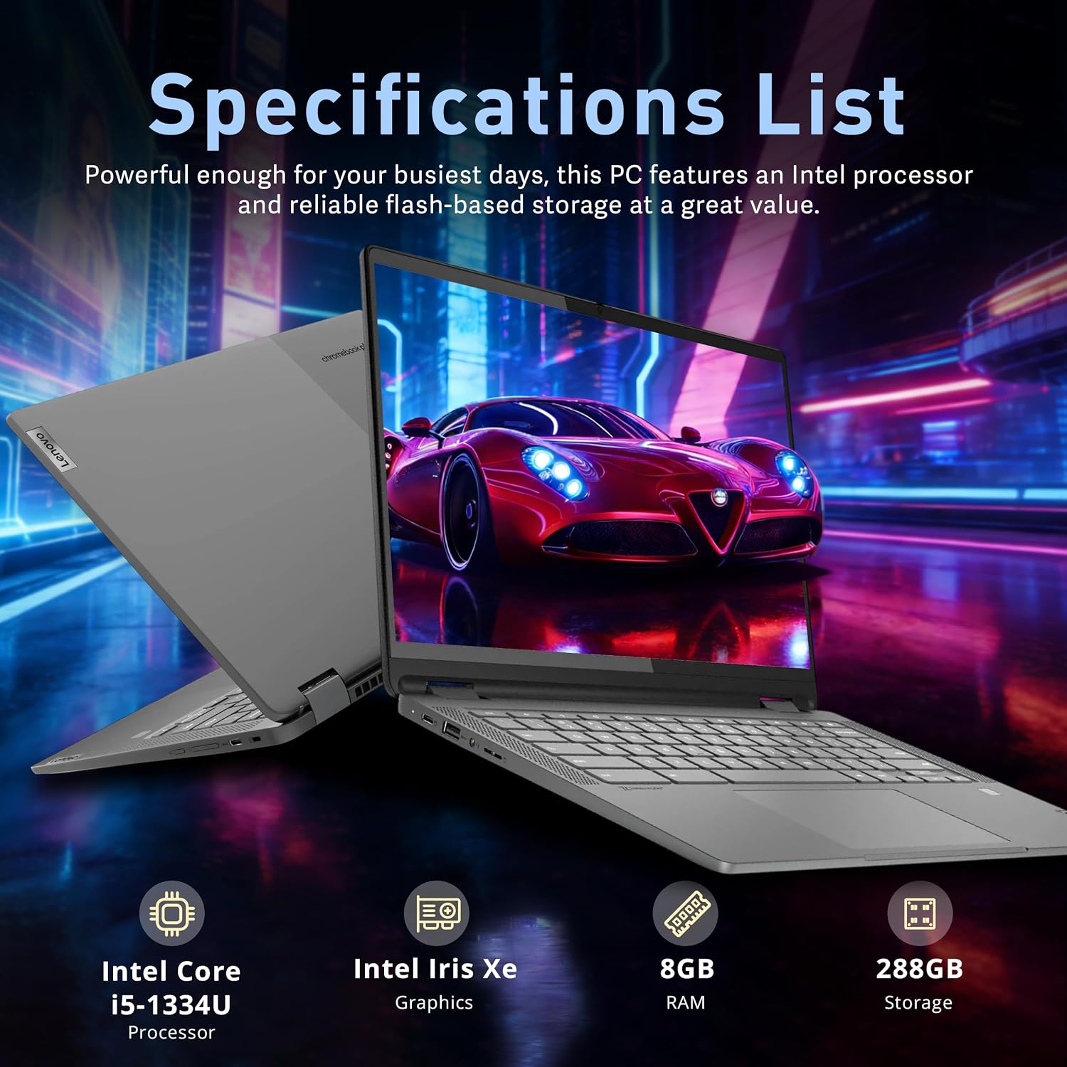 Lenovo IdeaPad Flex 5i 14' WUXGA 2-in-1 Touchscreen Chromebook, Intel i5-1334U, 8GB RAM, 288GB Storage(128GB SSD+160GB Docking Station), Intel Iris Xe Graphics, Backlit Keyboard, Chrome OS, Gray