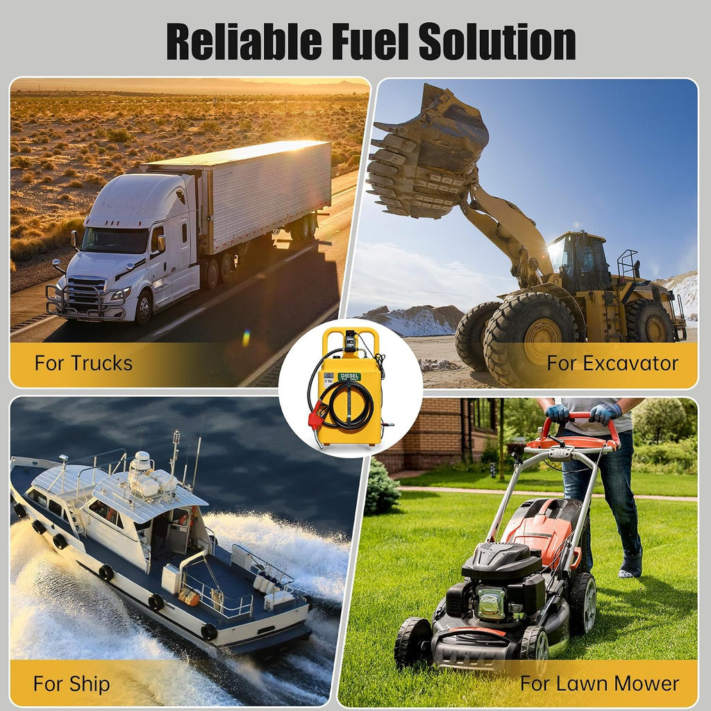 FMCNMech 32 Gallon Diesel Transfer Tank with 12V Electric Pump, 10 GPM Flow, Portable Diesel Fuel Caddy with Auto Shut-off Nozzle & Wheels, Heavy-Duty Diesel Tank for Trucks, Tractors and Construction Equipment