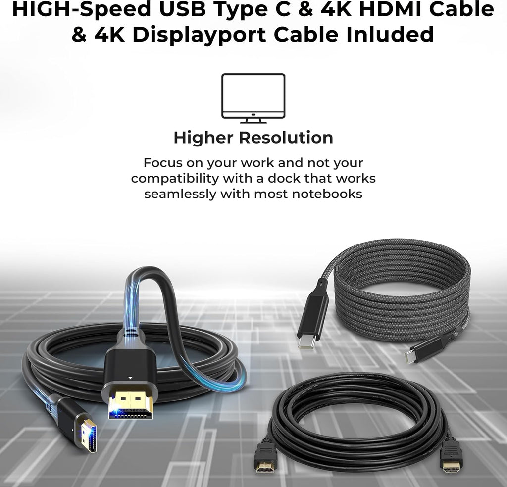 40AY0090US Lenovo Thinkpad Docking Station Dual Monitor - Supports 4K Display, Thinkpad Dock with 90W Adapter, HDMI, DisplayPort, USB C Cables & Cloth - Lenovo Docking Station