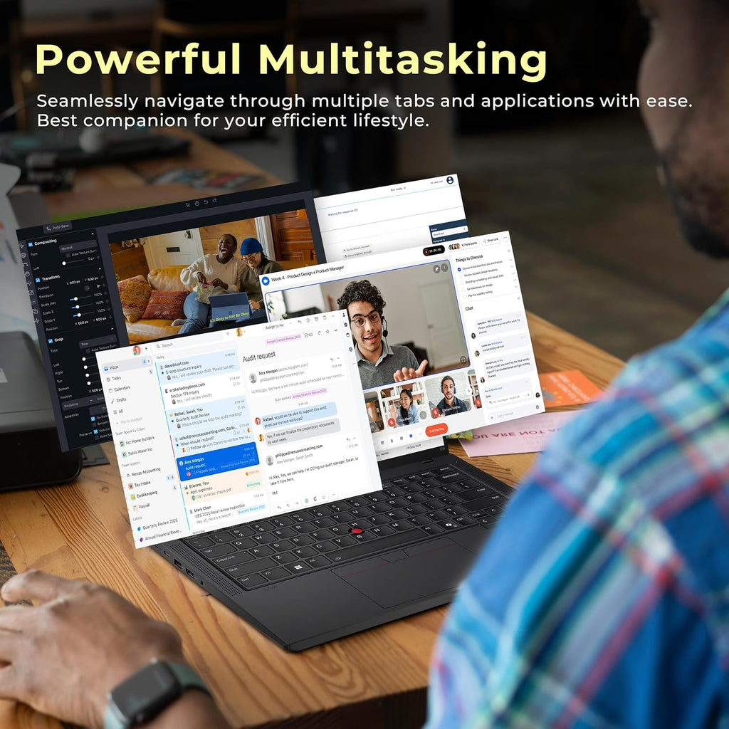 Lenovo ThinkPad T14 Gen 5 14' WUXGA Laptop, Intel Ultra 7 165U-vPro Technology, 32GB RAM, 1.5TB Storage(512GB SSD+1TB Docking Station), Backlit Keyboard, Fingerprint, Wi-Fi 6E, Win11 Pro, Black