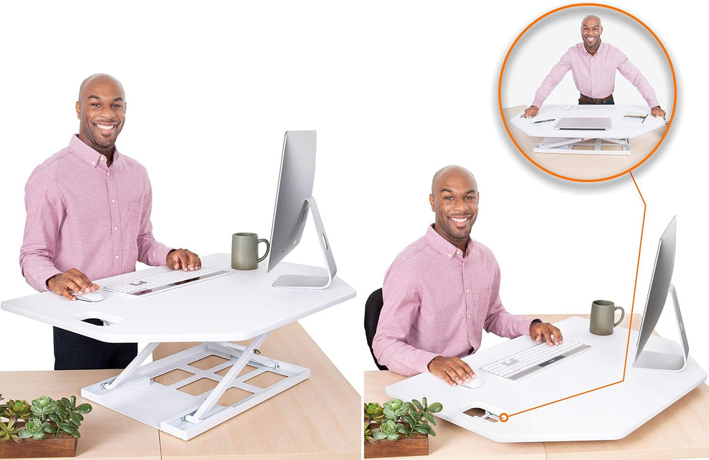 Stand Steady X-Elite Pro | Premier Corner Standing Desk Converter | Extra Large 40 Inch Sit to Stand Workstation | Height Adjustable for Cubicles and L-Shaped Desks (27.25' L x 39.25' W)