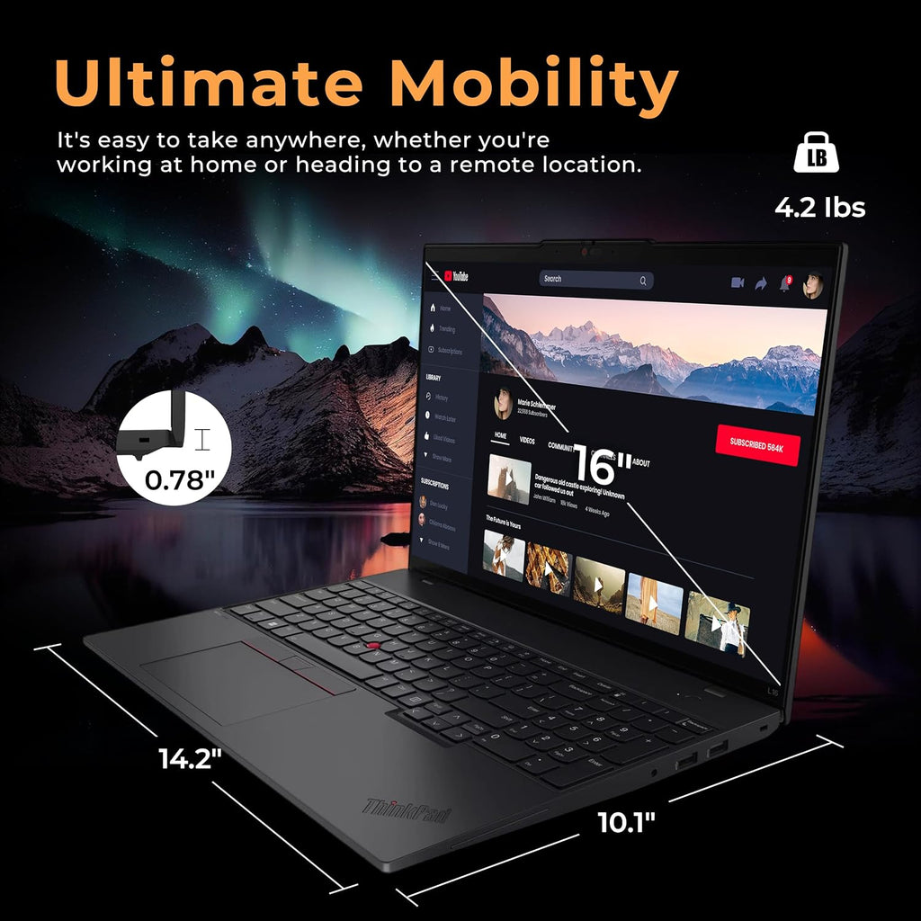 Lenovo ThinkPad L16 G2 16' WUXGA Touchscreen Laptop, Intel Core Ultra 5 225U, 16GB DDR5 RAM, 2TB Storage (1TB SSD+1TB Docking Station Set), Number Pad, Fingerprint Reader, Win 11, Black