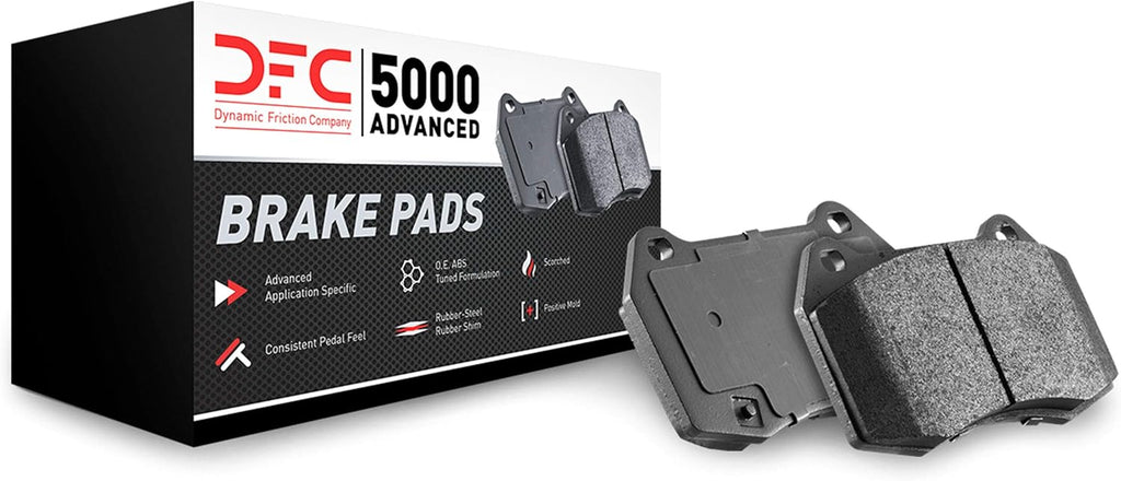 Dynamic Friction Company Front Brakes and Rotors|Drilled Slotted Brake Rotors| Front 5000 Advanced Brake Pads and Rotors Kit| Automotive Replacement Brake Kits