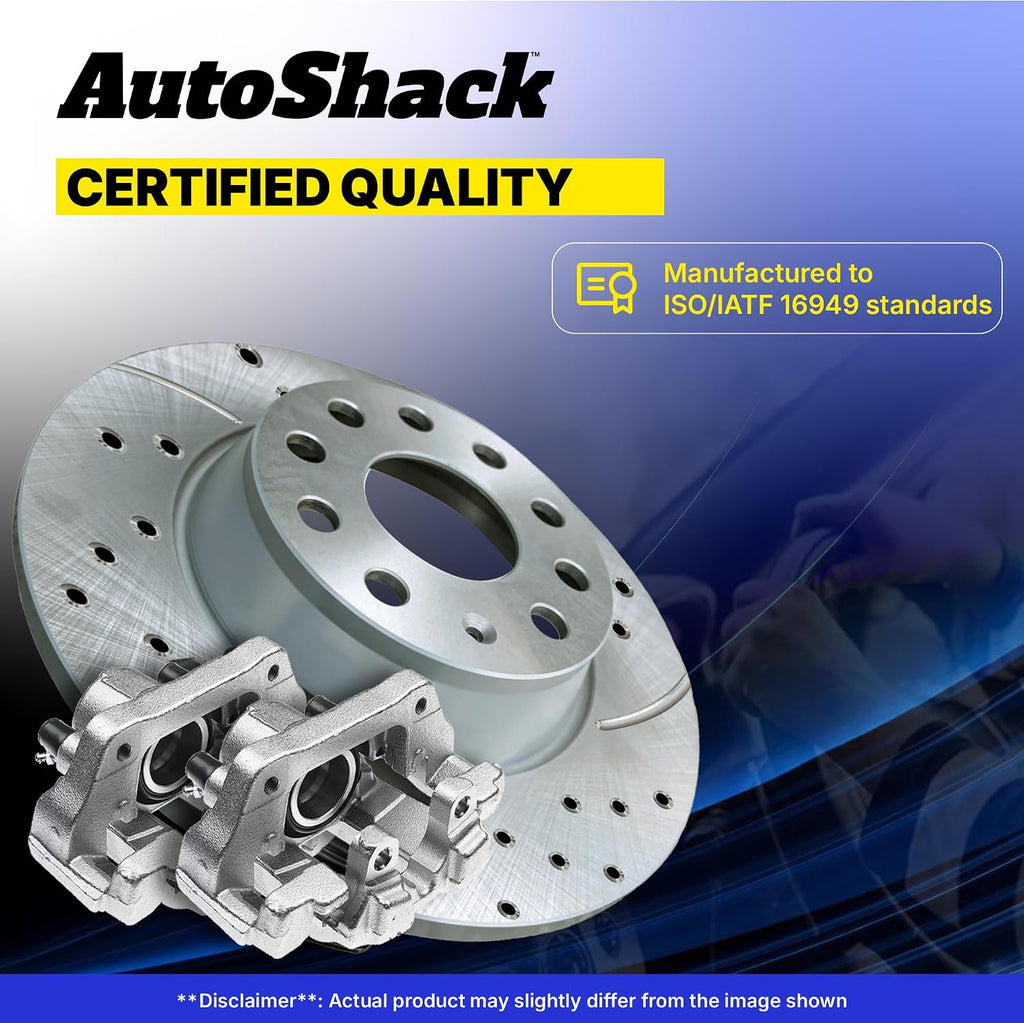 AutoShack Front & Rear Brake Rotors & Calipers for Honda, Civic 2006-2011, FWD L4 1.8L - Silver Zinc Coated Drilled & Slotted - SilverShield Pro