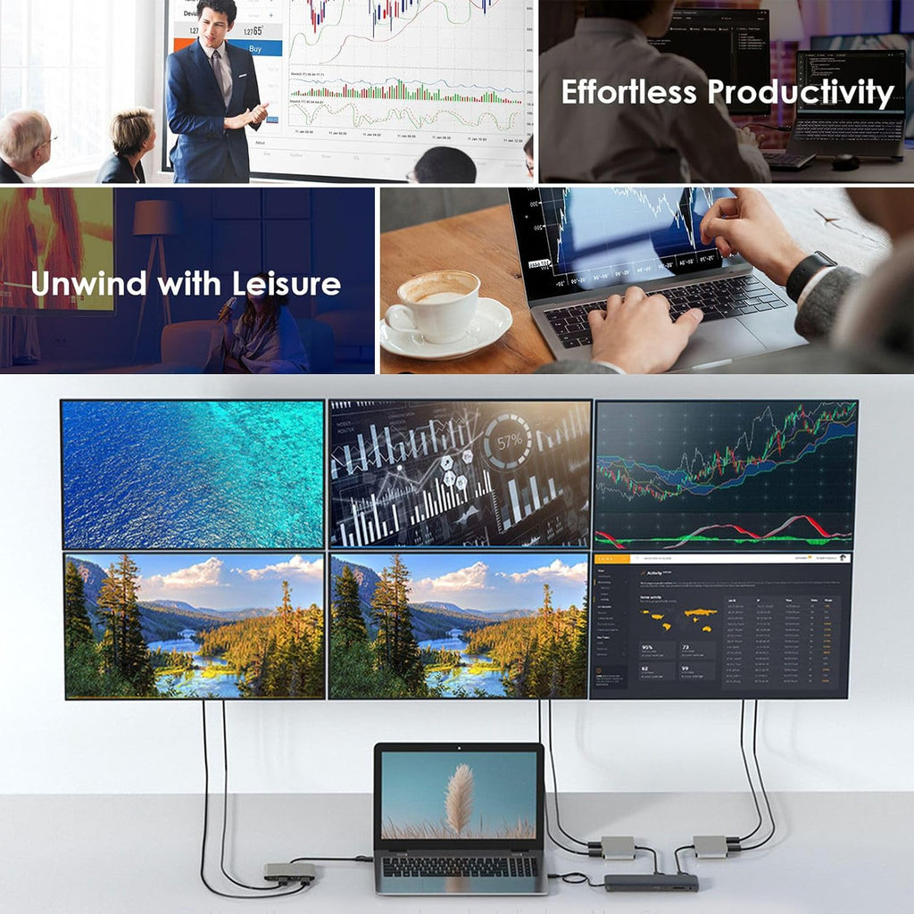 GOWENIC USB C USB 3.0 to Dual 4K DisplayPort HD Adapter 4K 60Hz DisplayPort Splitter, Monitor Splitter Extended Display for Dual Monitor, to Converter