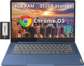 Lenovo IdeaPad Slim 3 Chromebook, 14' FHD Touchscreen, MediaTek Kompanio 520 Processor, 4GB LPDDR4X RAM, 352GB Storage (64GB eMMC + 288GB Docking Station Set), WiFi 6, Webcam, Chrome OS, Abyss Blue