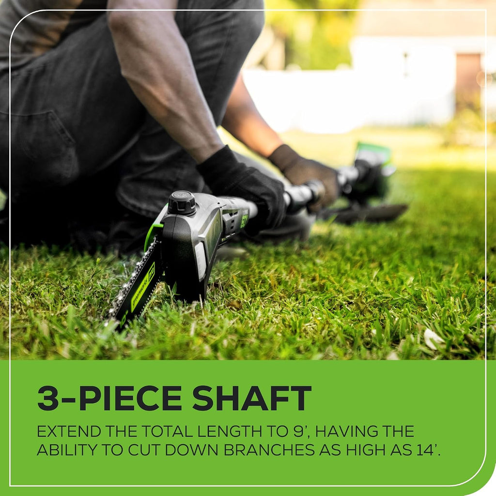 Greenworks 60V 10' Brushless Cordless Pole Saw, 14.5 Ft. Reach, 2.0Ah Battery & Charger
