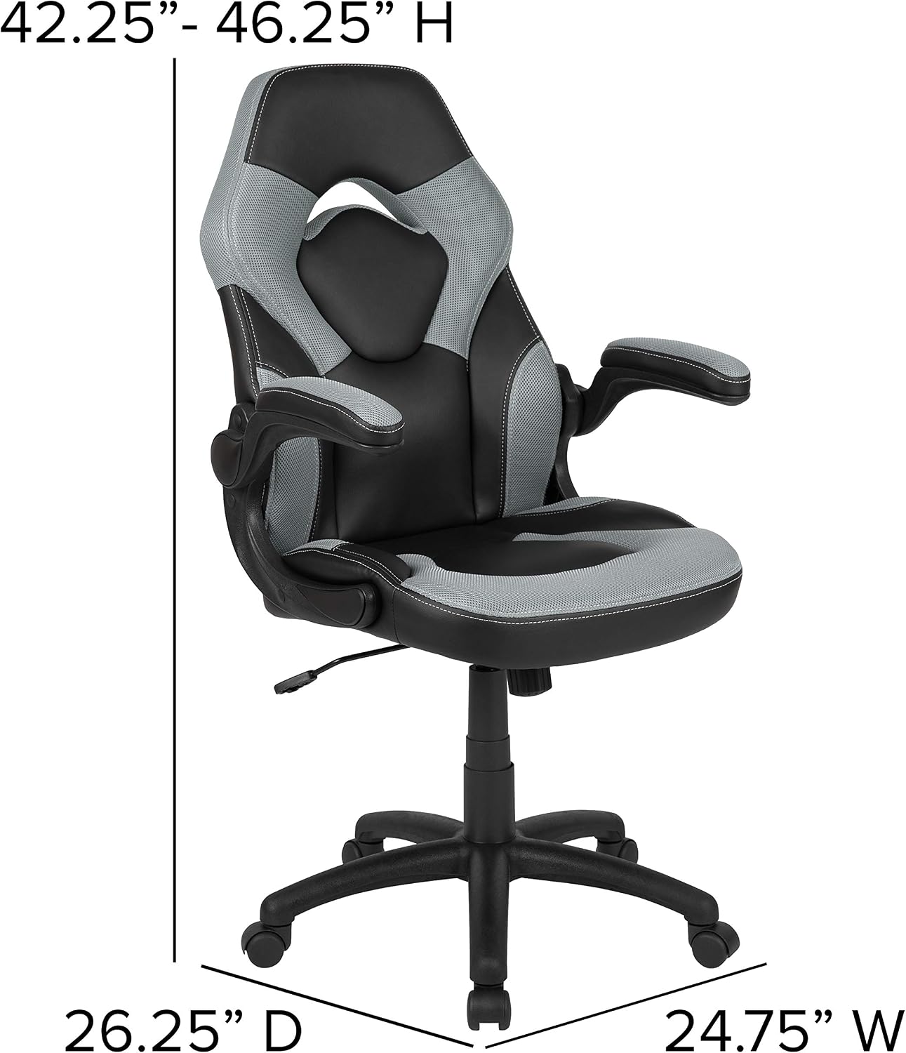 Flash Furniture Black Gaming Desk and Gray/Black Racing Chair Set with Cup Holder, Headphone Hook, and Monitor/Smartphone Stand