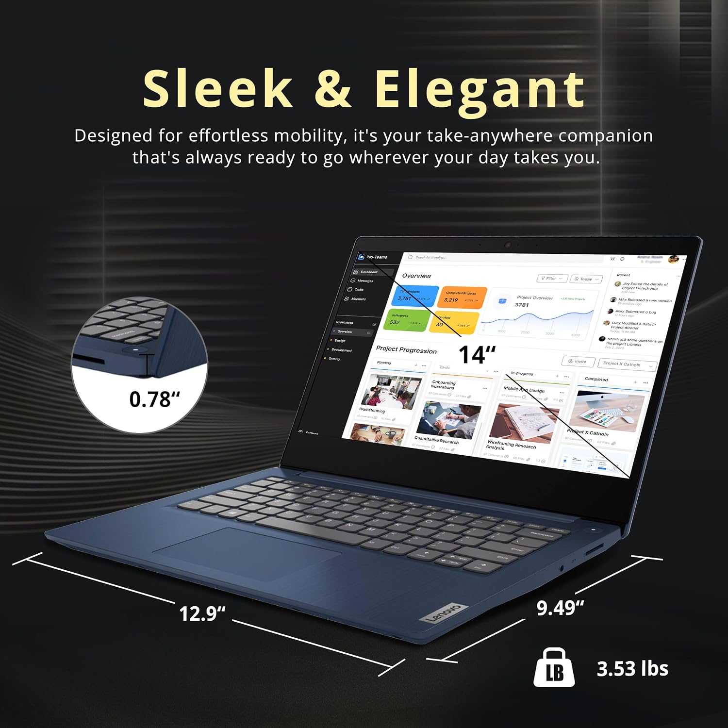Lenovo IdeaPad 3 14' Full HD Laptop, AMD Ryzen 3 3250U, 8GB DDR4 RAM, 1TB HDD, AMD Radeon Graphics, Webcam, HDMI, Wi-Fi, Windows 11, Abyss Blue (Renewed)
