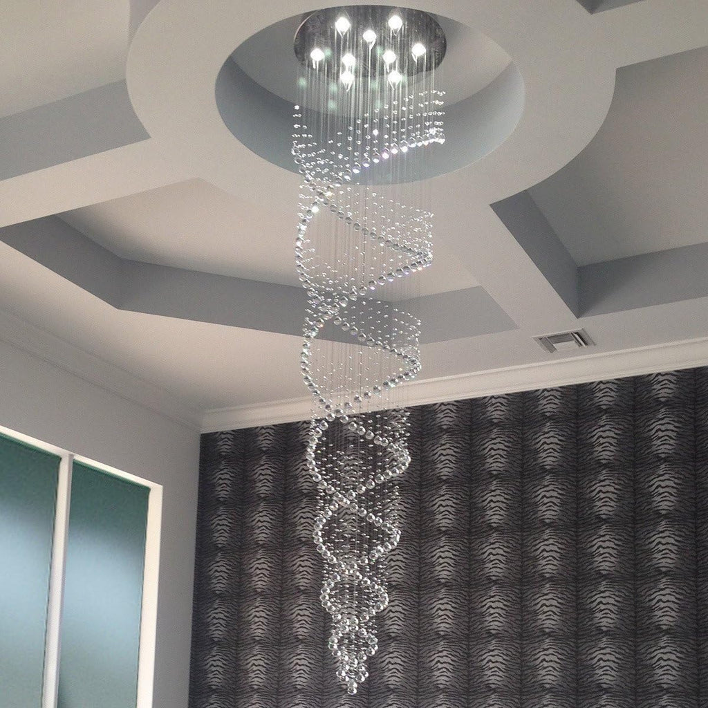Saint Mossi Modern K9 Crystal Raindrop Chandelier Lighting, Modern Crystal Light Fixture, K9 Crystal Chandeliers, Double Swirl 6 GU10 Bulbs Required