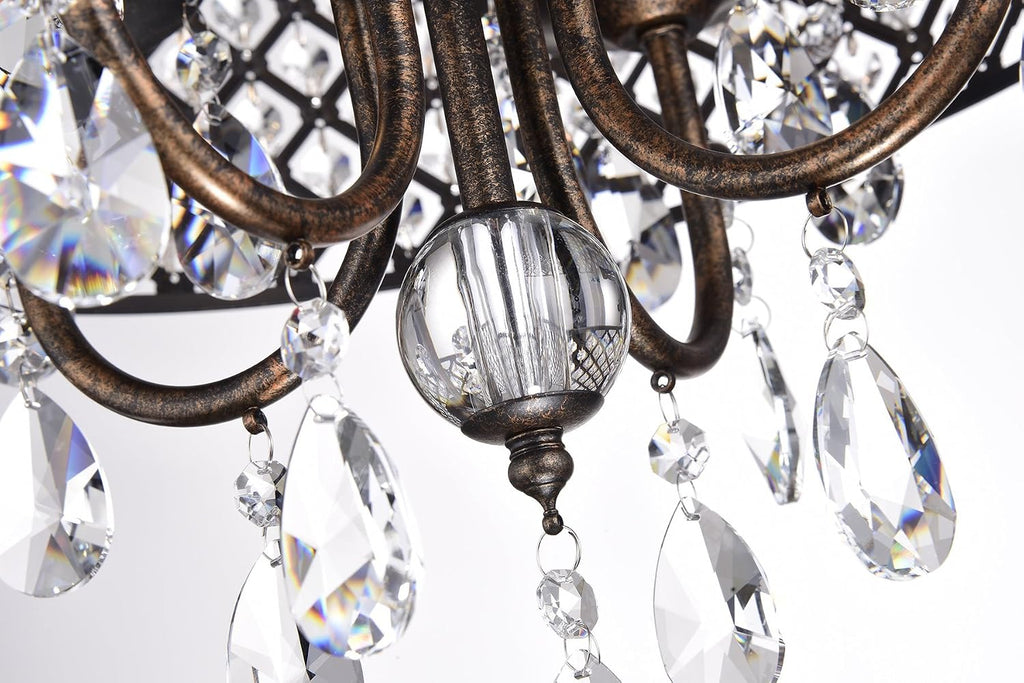 Edvivi Marya Drum Crystal Chandelier, 4 Lights Glam Lighting Fixture, Antique Copper Finish, Adjustable Ceiling Light with Round Crystal Drum Shade for Living Room, Bedroom, Kitchen