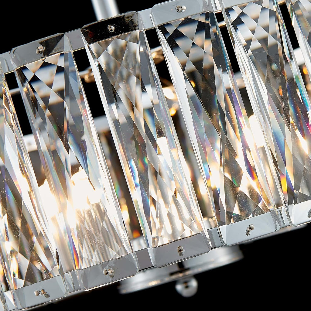 K9 Crystal Chandeliers, 4-Light Modern Pendant Light Fixture for Living Room, Dinning Room, D15 × H9~47inch(Adjustable Height), Chrome Finish Frame & K9 Crystal