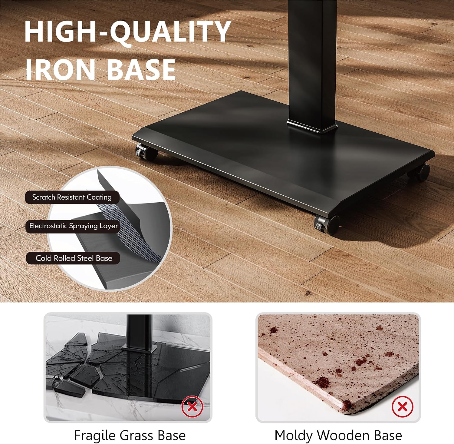 FITUEYES Rolling TV Stand - Portable Mobile TV Cart on Wheels for 32 to 65 70 75 Inch TVs, Landscape to Portrait Rotating and 40°Swivel, Height Adjustable TV Cart Rolling TV Stand Hold Up to 88 Lbs