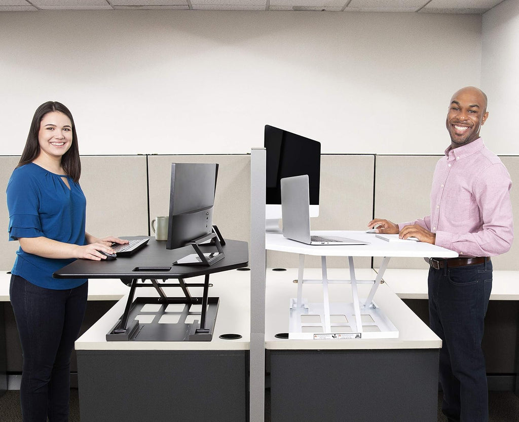 Stand Steady X-Elite Pro | Premier Corner Standing Desk Converter | Extra Large 40 Inch Sit to Stand Workstation | Height Adjustable for Cubicles and L-Shaped Desks (27.25' L x 39.25' W)