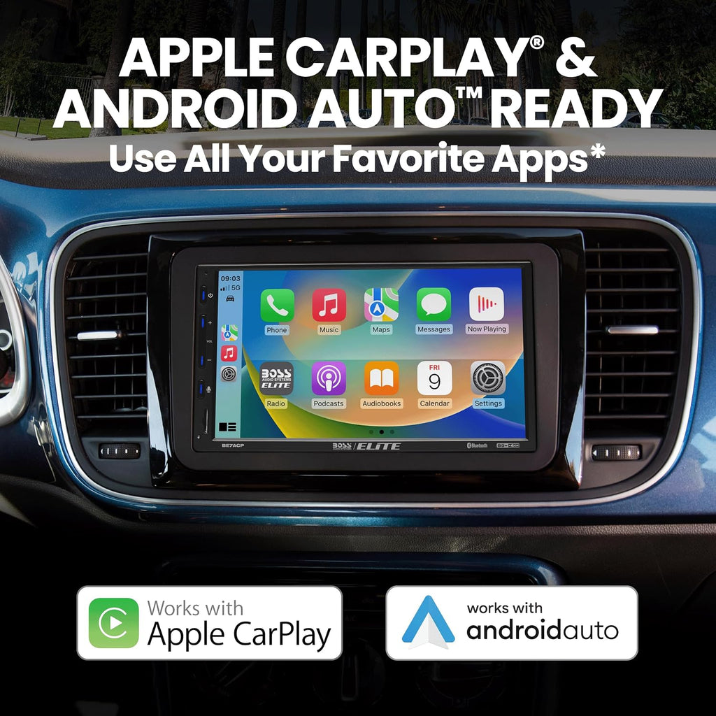 BOSS Audio Systems BE7ACP-C Car Stereo - Apple CarPlay, Android Auto, 7 Inch Touchscreen, Bluetooth, No CD DVD Player, Radio Receiver, Backup Camera
