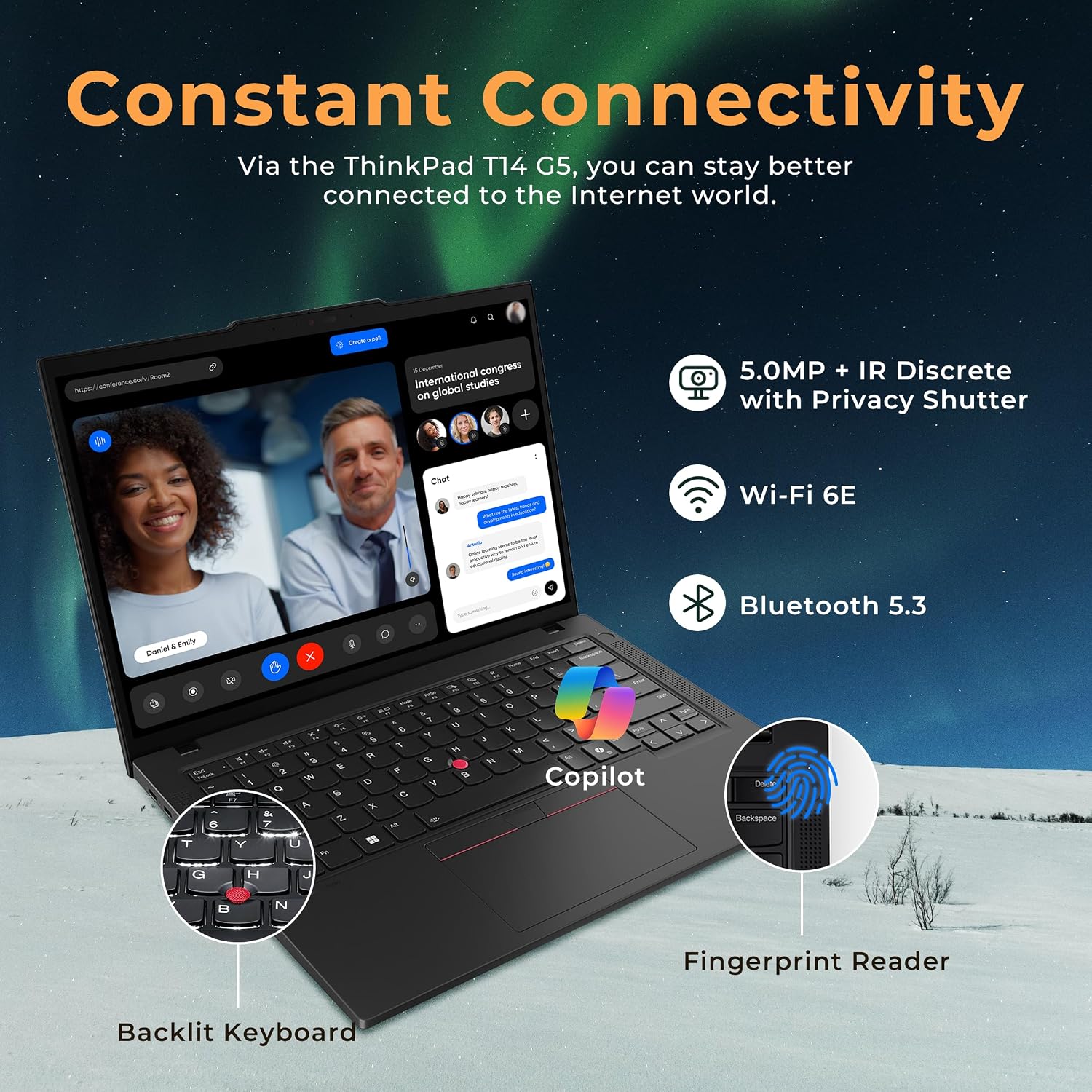 Lenovo ThinkPad T14 Gen 5 14' WUXGA Laptop, Intel Ultra 7 165U-vPro Technology, 32GB RAM, 2TB Storage(1TB SSD+1TB Docking Station), Backlit Keyboard, Fingerprint, Wi-Fi 6E, Win11 Pro, Black