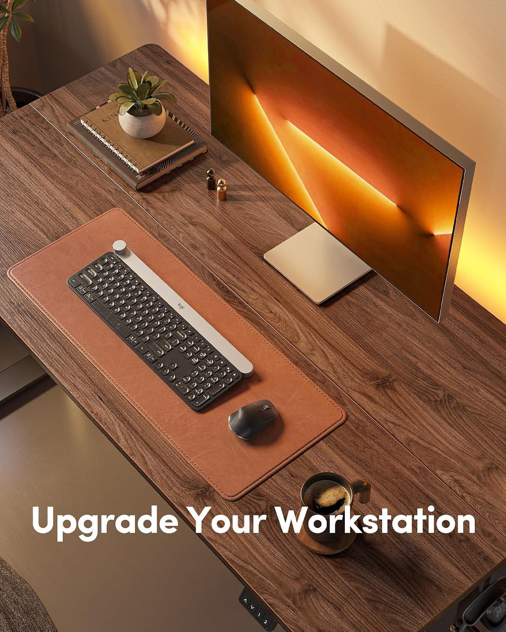 FEZIBO Electric Standing Desk Height Adjustable, 40 x 24 Inches Sit Stand up Desk, Home Office Computer Desk Rising Memory Presets (Dark Walnut)
