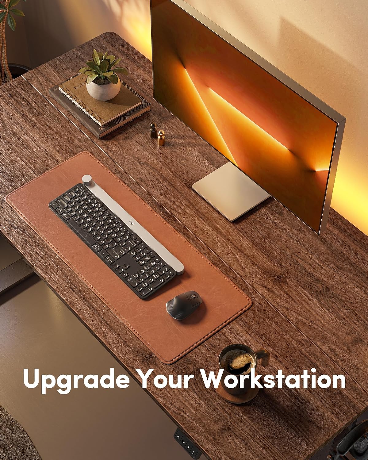 FEZIBO Electric Standing Desk Height Adjustable, 40 x 24 Inches Sit Stand up Desk, Home Office Computer Desk Rising Memory Presets (Dark Walnut)