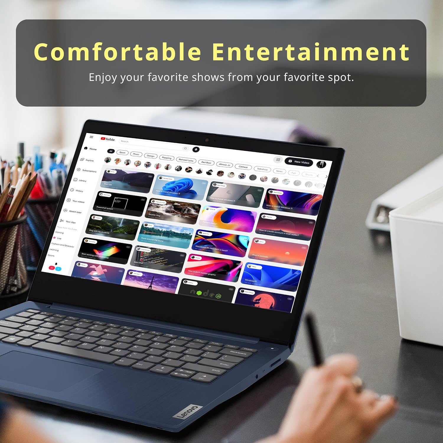 Lenovo IdeaPad 3 14' Full HD Laptop, AMD Ryzen 3 3250U, 8GB DDR4 RAM, 1TB HDD, AMD Radeon Graphics, Webcam, HDMI, Wi-Fi, Windows 11, Abyss Blue (Renewed)