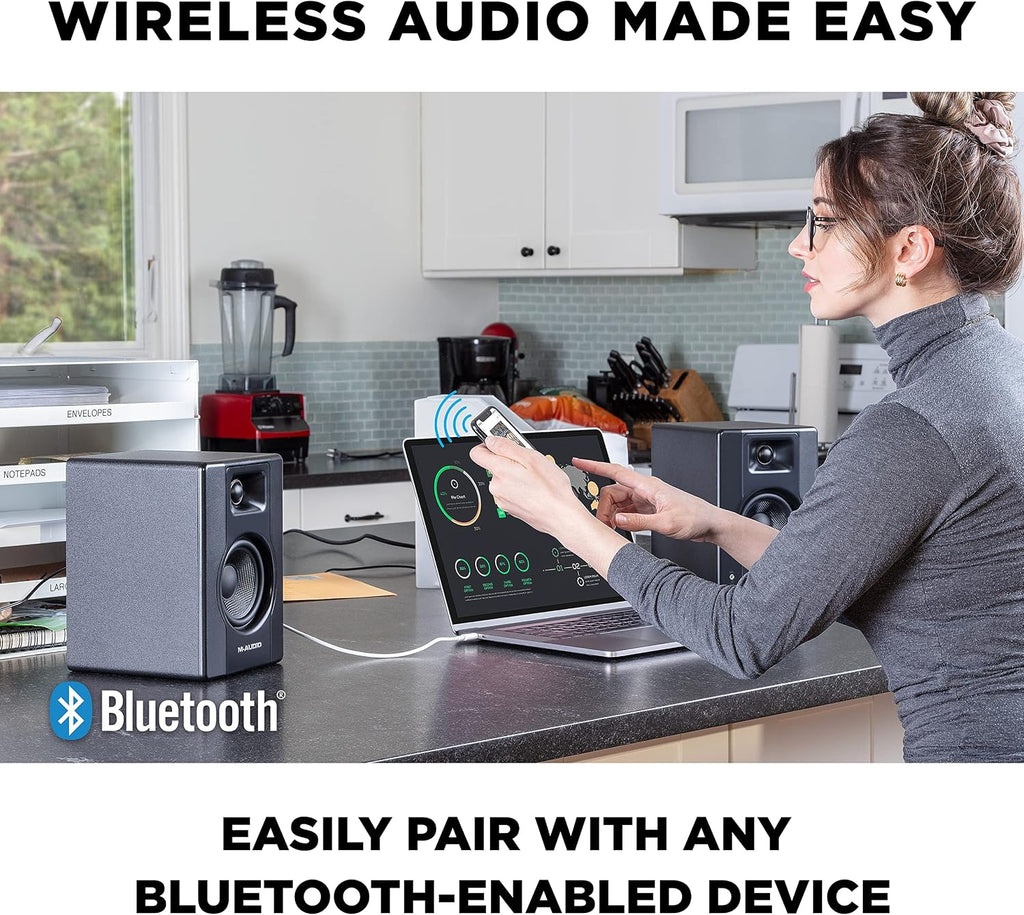 M-Audio BX4BT 4.5' Studio Monitors & PC Speakers with Bluetooth for Recording and Multimedia & HDH40 – Over Ear Studio Headphones with Closed Back Design