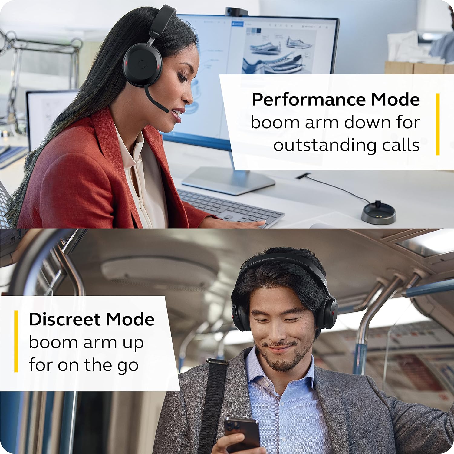 Jabra Evolve2 75 PC Wireless Headset with Charging Stand and 8-Mic Technology - Dual Foam Stereo Headphones with Advanced Active Noise Cancelling, USB-A Bluetooth Adapter and MS Compatibility - Black