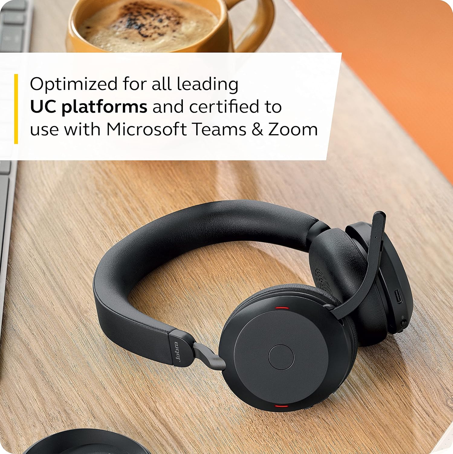 Jabra Evolve2 75 PC Wireless Headset with Charging Stand and 8-Mic Technology - Dual Foam Stereo Headphones with Advanced Active Noise Cancelling, USB-A Bluetooth Adapter and MS Compatibility - Black