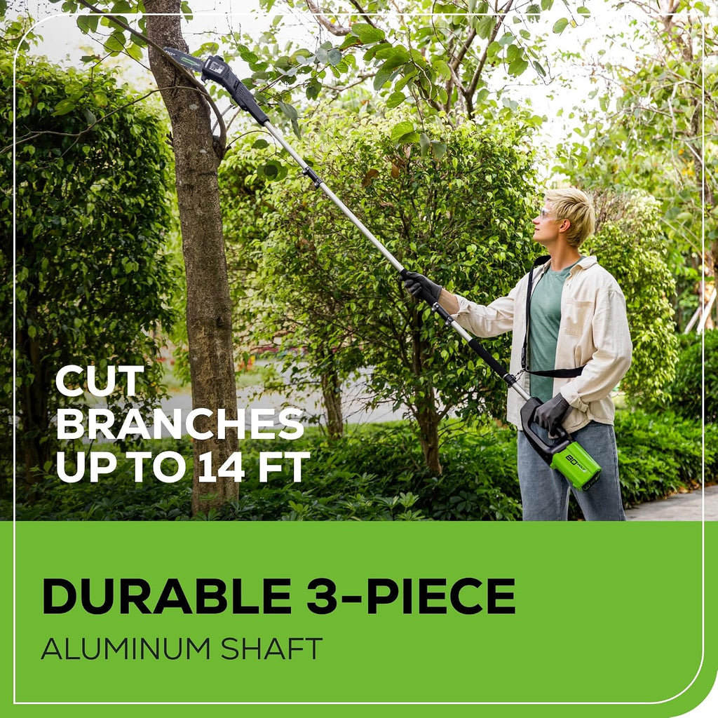 Greenworks 80V 10' Cordless Polesaw (Great For Pruning and Trimming Branches / 75+ Compatible Tools), 2.0Ah Battery and Charger Included