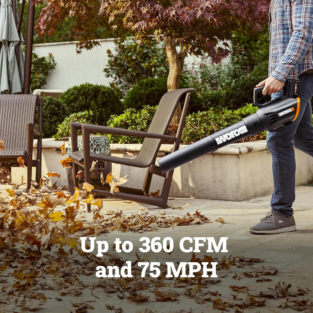 WORX 20V 12'' Cordless String Trimmer & 360 CFM Leaf Blower Combo, 2 Batteries & Charger Included, WG929