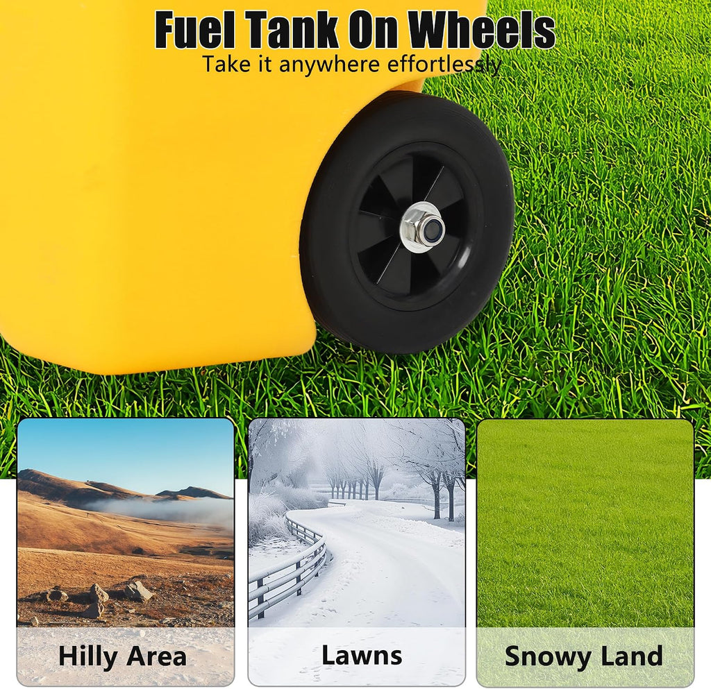14 Gallon Fuel Tank, Portable Diesel Transfer Gas Can, Manual Transfer Nozzle, Fuel Container, Heavy-Duty Fuel Caddy for Car, ATV, Weeder, Boat, Etc., Yellow