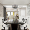 Edvivi Marya Drum Crystal Chandelier, 4 Lights Glam Lighting Fixture with Black Finish, Adjustable Ceiling Light with Round Crystal Drum Shade, Dining Room Light for Living Room, Bedroom, Kitchen