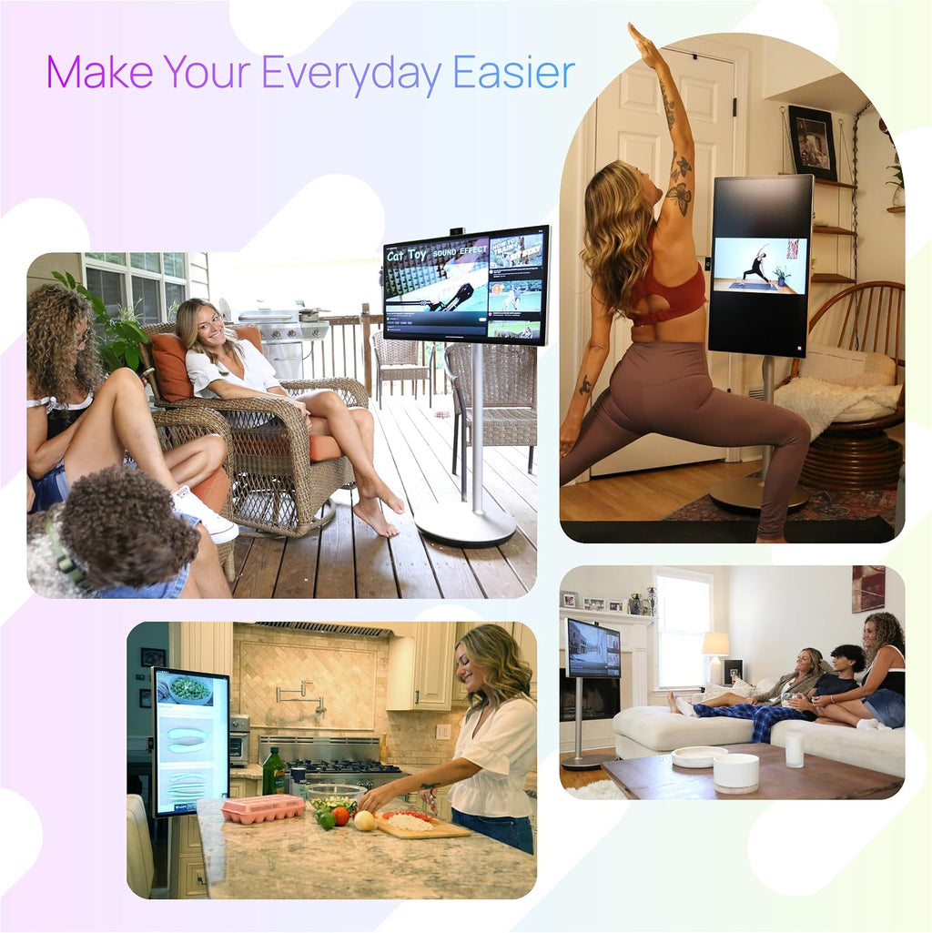 OneScreen Wandr 32' Portable Smart TV Monitor with 4K LED Touchscreen Display, Android 13 OS, Built-in 9500 mAh Battery, 360 Degree Rotation, Wireless Sharing, Champagne