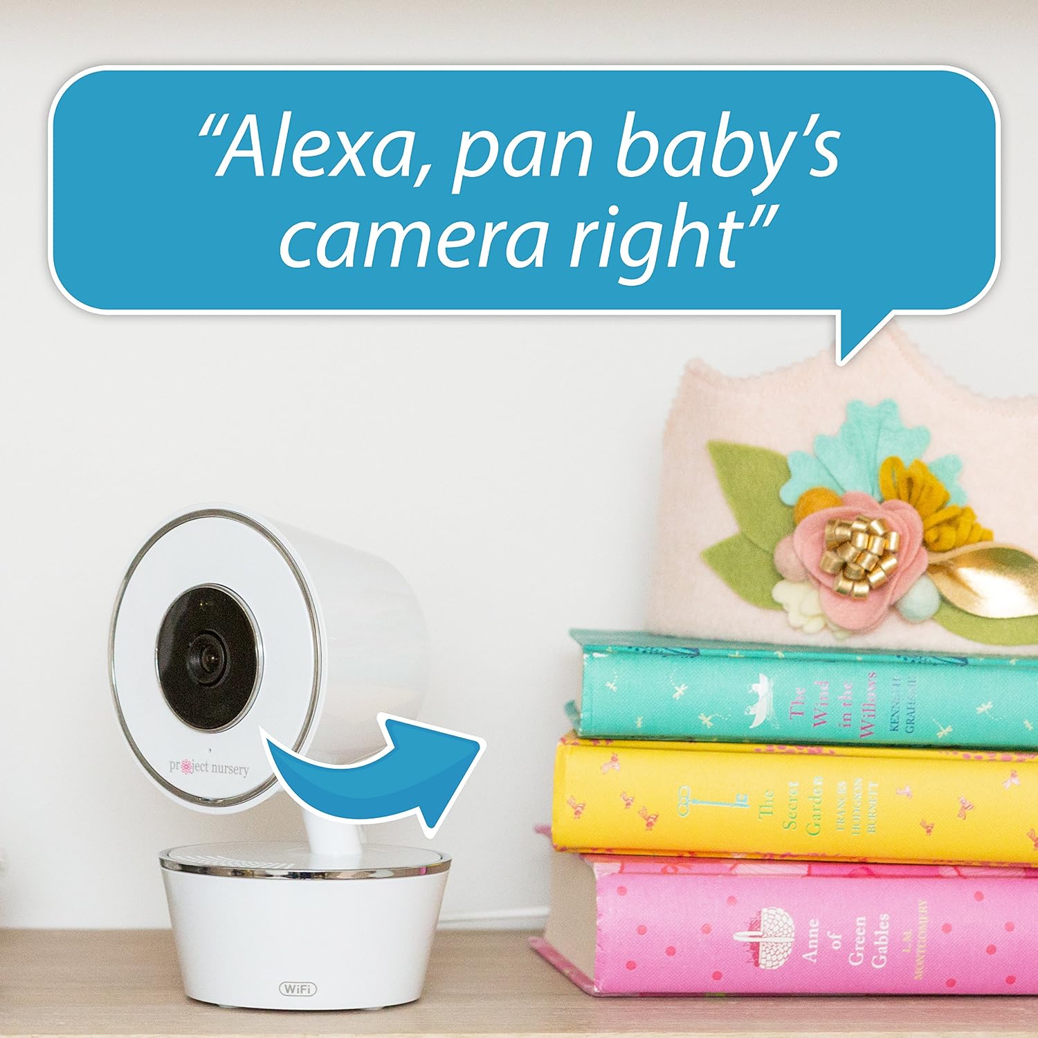 Project Nursery Smart Wi-Fi Baby Monitor, Alexa and Google Assistant Enabled with WiFi, Plays Lullabies, Sound and Motion Alerts, Two-Way Communication, Night Vision