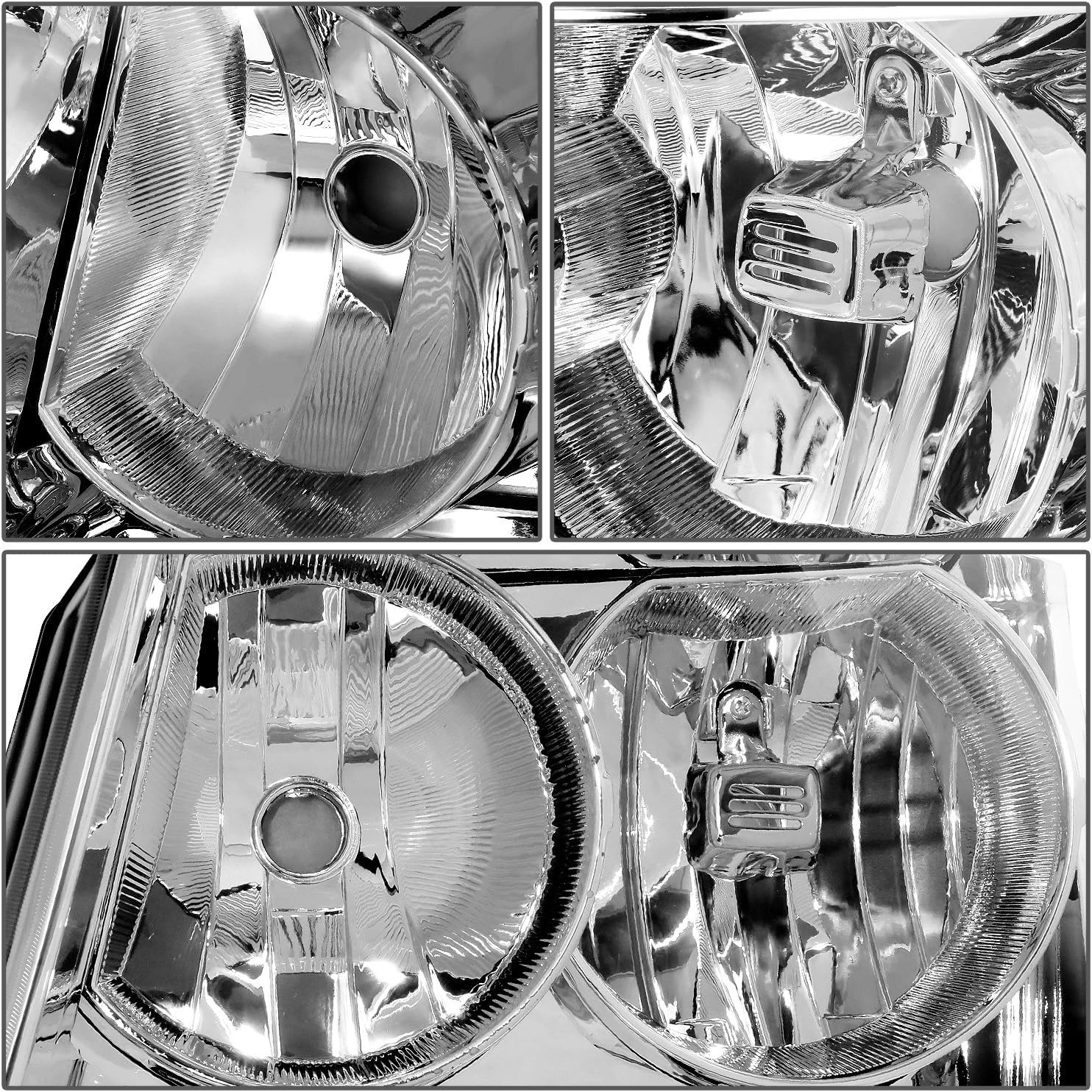 Headlights and Taillights Assembly Combo kits for 2007-2014 Chevy Tahoe Suburban Replacement Head/OE Factory Style Red Rear Brake Tail Lights Lamps LH RH,Chrome Housing Amber Reflector