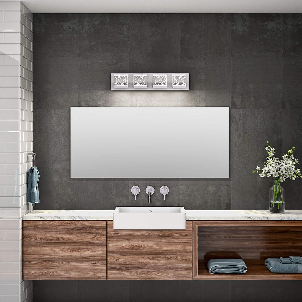 artika Bubble Cube 23W LED Modern Vanity Light Fixture, Chrome Finish, Ideal for Bathroom Lighting - 1500 Lumens 3000 Kelvin Made of Steel, No Bulb Required