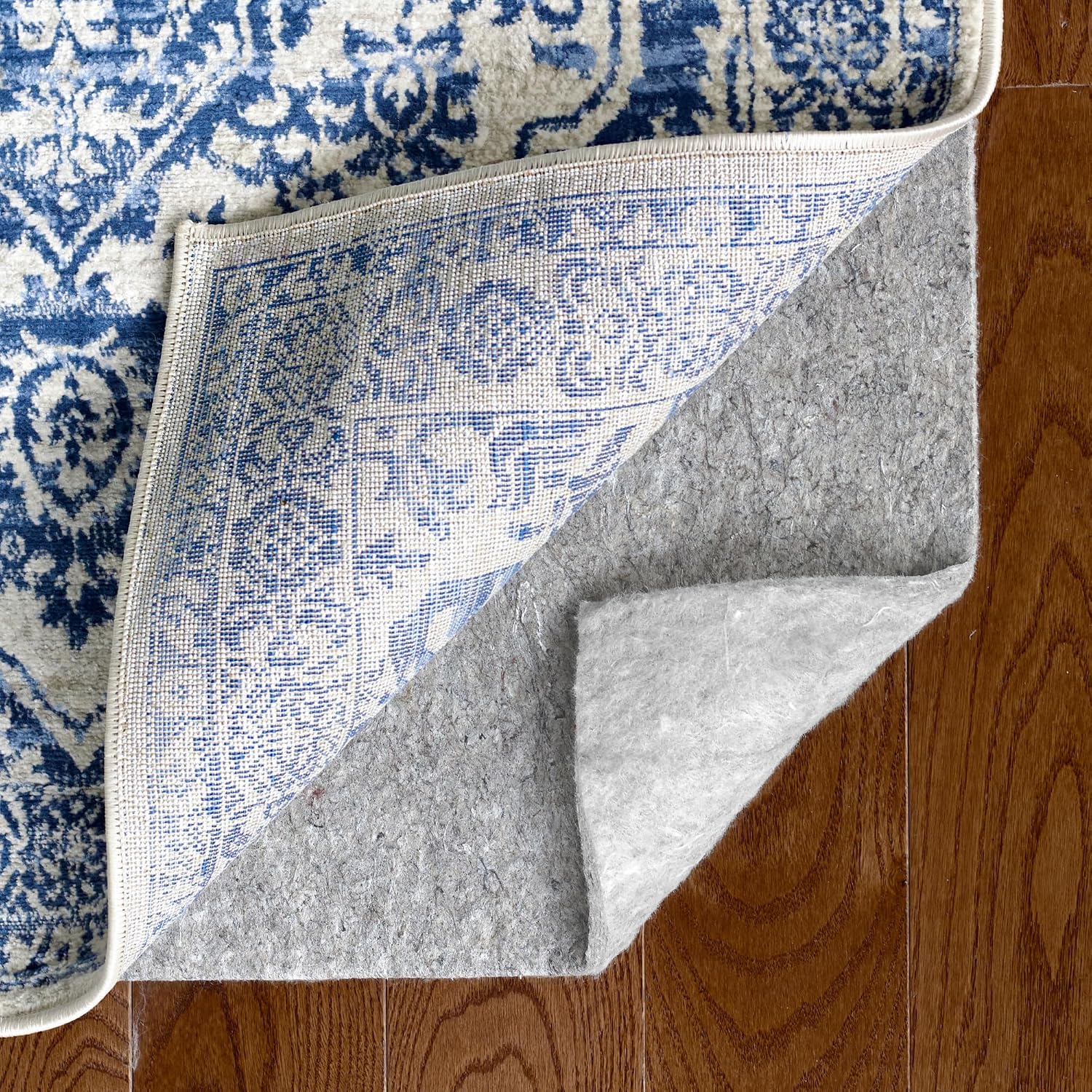 RUGPADUSA, 5'3' x 7'6', 100% Felt Rug Pad (1/2' Thick), Safe for All Floors, Low-VOC, Made in the USA, 2-Year Warranty