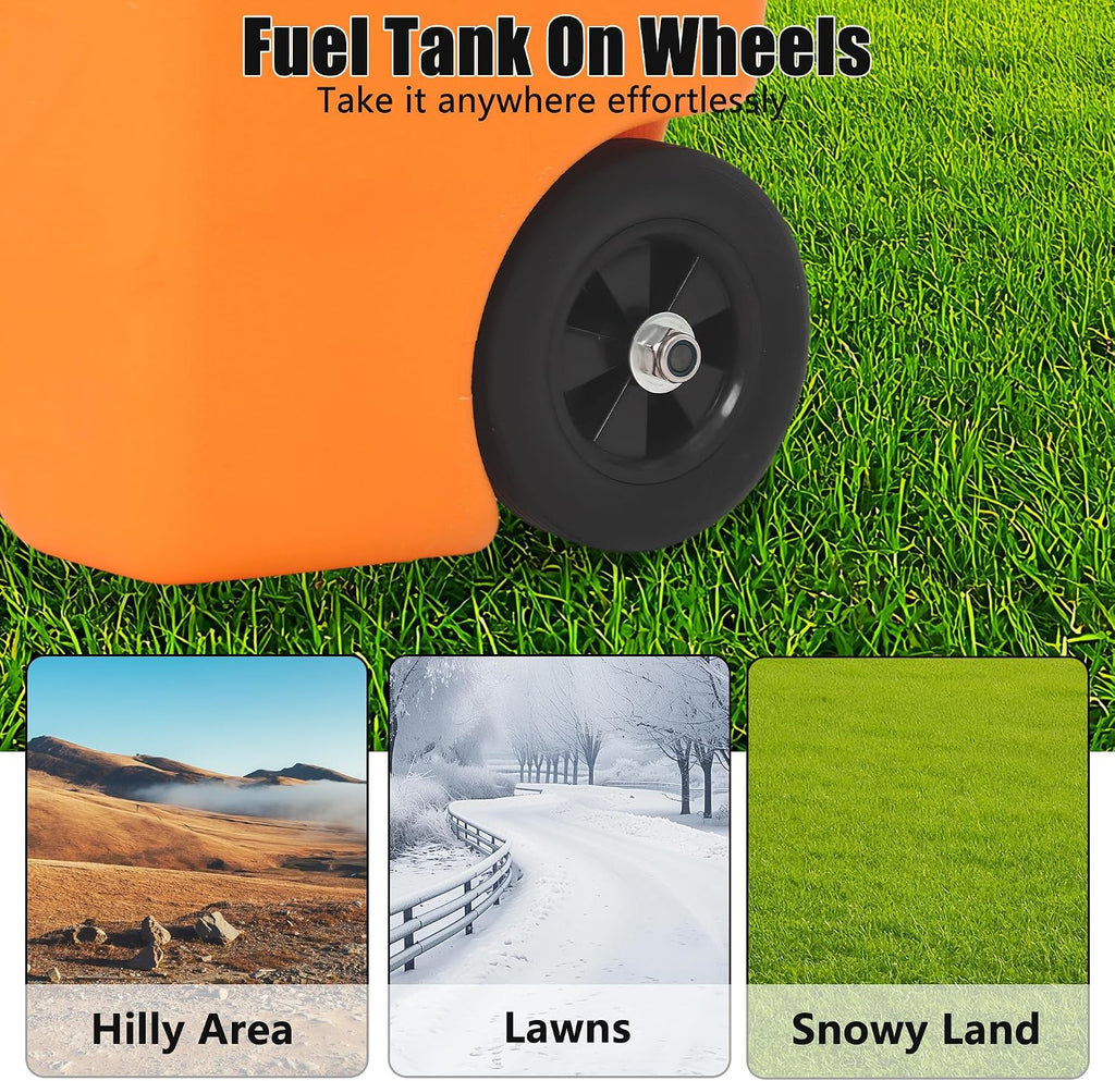 14 Gallon Fuel Tank, Portable Diesel Transfer Gas Can, Manual Transfer Nozzle, Fuel Container, Heavy-Duty Fuel Caddy for Car, ATV, Weeder, Boat, Orange