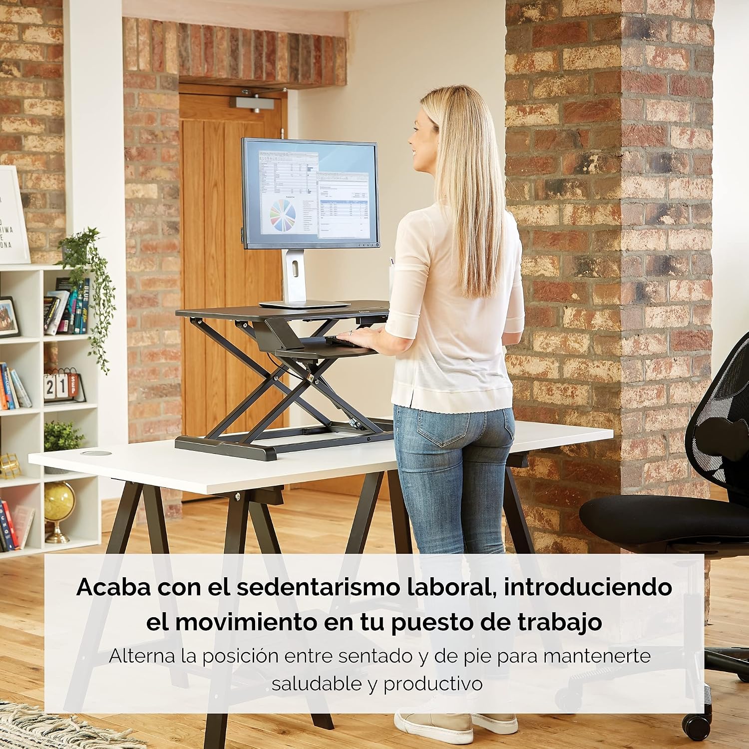 Fellowes Corsivo Height Adjustable Standing Desk, Sit to Stand, Gas Spring Riser Converter, Tabletop Workstation, Desk Riser (8091001)